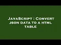 JavaScript Convert json data to a html table