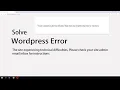 FIX Wordpress Error The site is experiencing technical difficulties