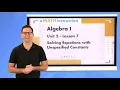 N-Gen Math Algebra I Unit 2 Lesson 7 Solving Equations with Unspecified Constants