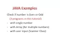 Check if a number is Even or Odd in Java 3 programs - with Array and User Input also