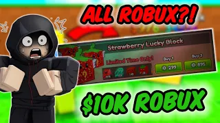 I Spent 10,000 ROBUX on STRAWBERRY Lucky Blocks… They’re BROKEN 🍓