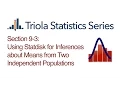 Statdisk Section 9-3 Using Statdisk for Inferences about Means from Two Independent Populations