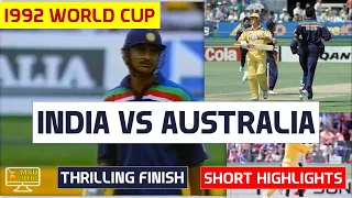 india vs australia 1992 world cup match highlights nail biting finish india v australia