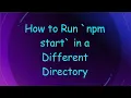 How to Run npm start in a Different Directory