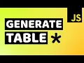 Dynamically Generate Table in Javascript Generate Table using Javascript