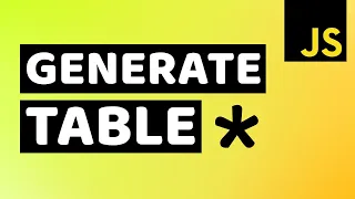 Dynamically Generate Table in Javascript Generate Table using Javascript