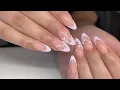 Light Pink French Tips Flower Nail Art Acrylic Nails Tutorial
