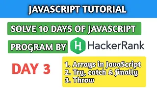 JavaScript Tutorial for Beginners Arrays Try Catch Finally Throw in JavaScript