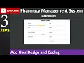 3 Pharmacy Management System in java - Add User Page JFrame Mysql Database Netbeans IDE