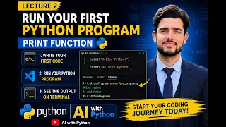 Lecture 2 Run Your First Python Program Print Function Python for Beginners