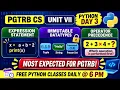 PGTRB CS Unit VII Python Day 3 Expression Statement Immutable Datatypes Operator Precedence