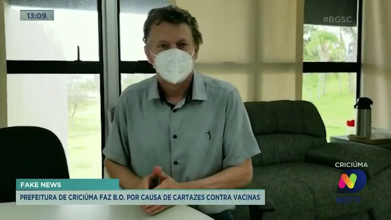 Cartazes com informações falsas sobre a vacina contra Covid-19 tem sido distribuídos em Criciúma