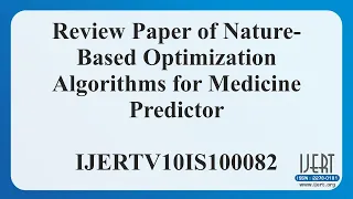 Review Paper of Nature-Based Optimization Algorithms for Medicine Predictor