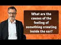 What are the causes of the feeling of something crawling inside the ear