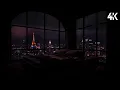 Download Lagu Rainy Night in Paris☔Cozy Bedroom with Eiffel Tower View \u0026 Rain Sounds for Sleep | Thunderstorm