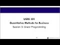 UGBS 301 Intro to Linear programming