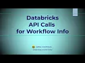 Databricks API Calls for Job Runs From a Notebook Hands on Demo