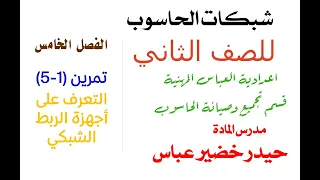 الصف الثاني مهني شبكات الحاسوب الفصل الخامس تمرين 1 5 التعرف على اجهزة الربط الشبكي 
