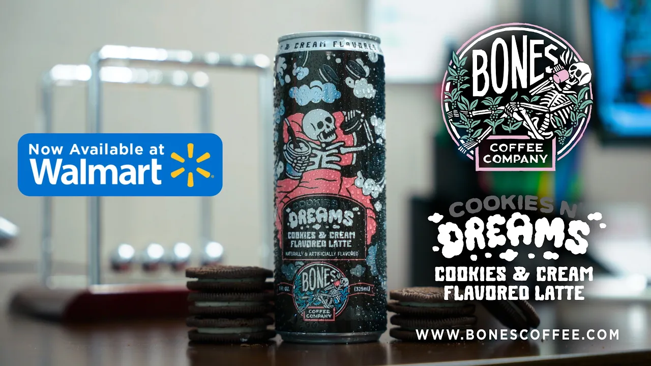 Bones Coffee Company — Bones Coffee Company — Cookies n' Dreams Flavored Latte (YouTube video ad)