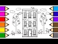 Coloring Apartment Building Coloring Page Zoomed up coloring with Markers for Kids