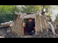 Download Lagu Building a Warm Secret Shelter Under a Fallen Tree | Bushcraft \u0026 Survival