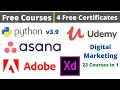 Udemy Free Certificate Courses Python v3 9 Adobe Xd Digital Marketing Online Classes