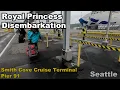 Leaving a cruise ship in Seattle pier 91