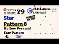 Lec 79 Star Pattern - 8 Hollow Pyramid Star Pattern in C C Programming Bangla Tutorial