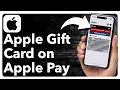 How To Use Apple Gift Card On Apple Pay
