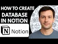 How to create database in Notion Full Guide 2026 step by step