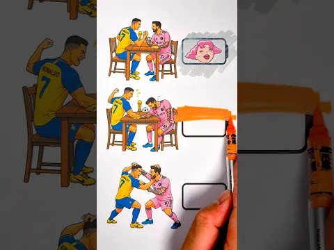 Shakira Dai Dai Trend Song with CR7 VS Messi Arm Wrestling Battery Drawing #ytshorts #messi