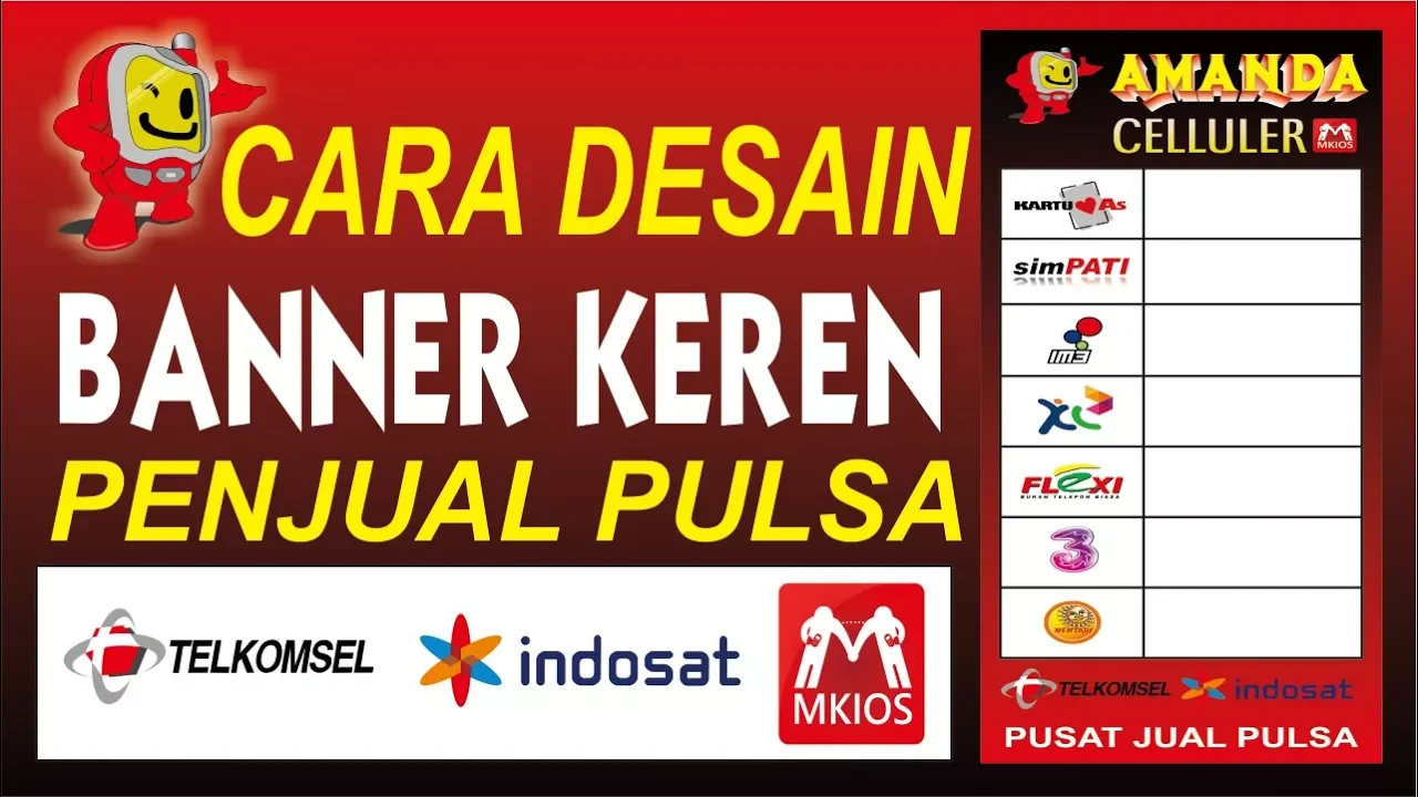 cara membuat banner usaha pulsa atau counter hp. 