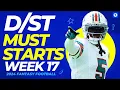 NFL Fantasy 2024 Start Em Sit Em Defenses for Week 17