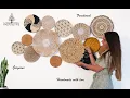Boho Basket Wall Decor Set of 14 - Hanging Woven Wall Baskets African Design Boho Wall Art