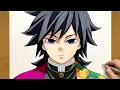 How to Draw Giyu Tomioka Amazing Water Hashira Drawing Process