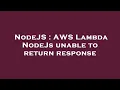 NodeJS AWS Lambda NodeJs unable to return response