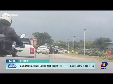 Acidente na SC-405: moto e carro em colisão no Sul da Ilha | Vídeo