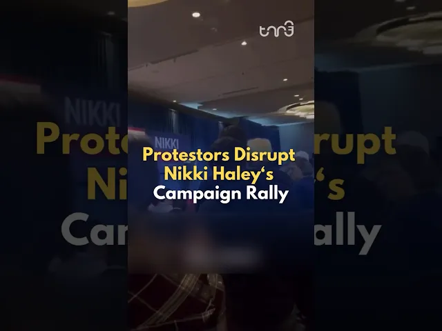 ⁣Protesters criticize Haley for not acknowledging Aaron Bushnell, a US Air Force member. #news #reels