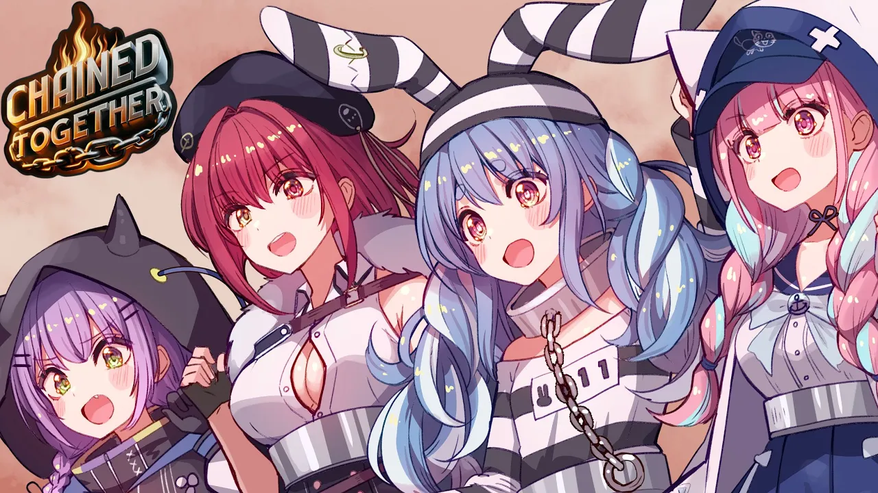 【Chained Together】誰かが落ちたら連帯責任の鬼畜登りゲーでクリア目指す【湊あくあ/兎田ぺこら/宝鐘マリン/常闇トワ】