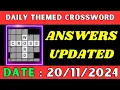 Daily Themed Crossword Puzzle Answers - TV Wednesdays November 20 2024