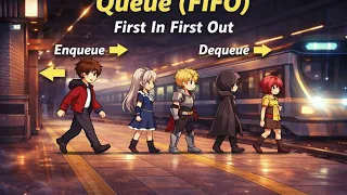 Queue Animation Explained Enqueue Dequeue in english Anime Style