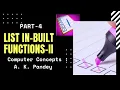 PYTHON LIST FUNCTIONS PART-4 HOW TO USE LIST METHODS IN PYTHON INFORMATICS PRACTICES