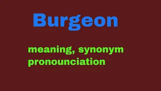 Burgeon Meanning in English pronounciation synonym usage