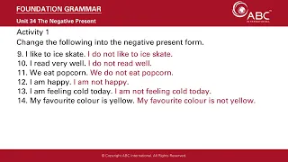Foundation Grammar Unit 34 Activity 1 The Negative Present