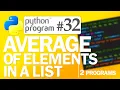 Python Program Find the Average of Elements in a List Python Programming