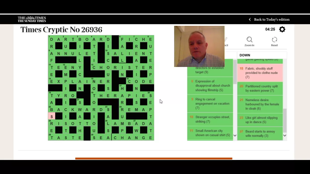 Solving the Times crossword on 16th January