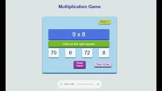 Multiplication Game In JavaScript With Source Code Source Code Projects