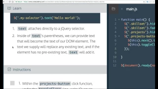 Learn Javascript text Javascript and the DOM Codecademy