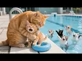 Download Lagu Poor Ginger Kitten Gets Teased for Not Knowing How to Swim, So Mama Cat Sends Her to Swim Class😿