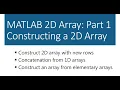 MATLAB 2D Array Part 1 Constructing a 2D Array